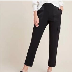 Anthropologie Maeve Delancey Pants Black Satin Trim Cargo